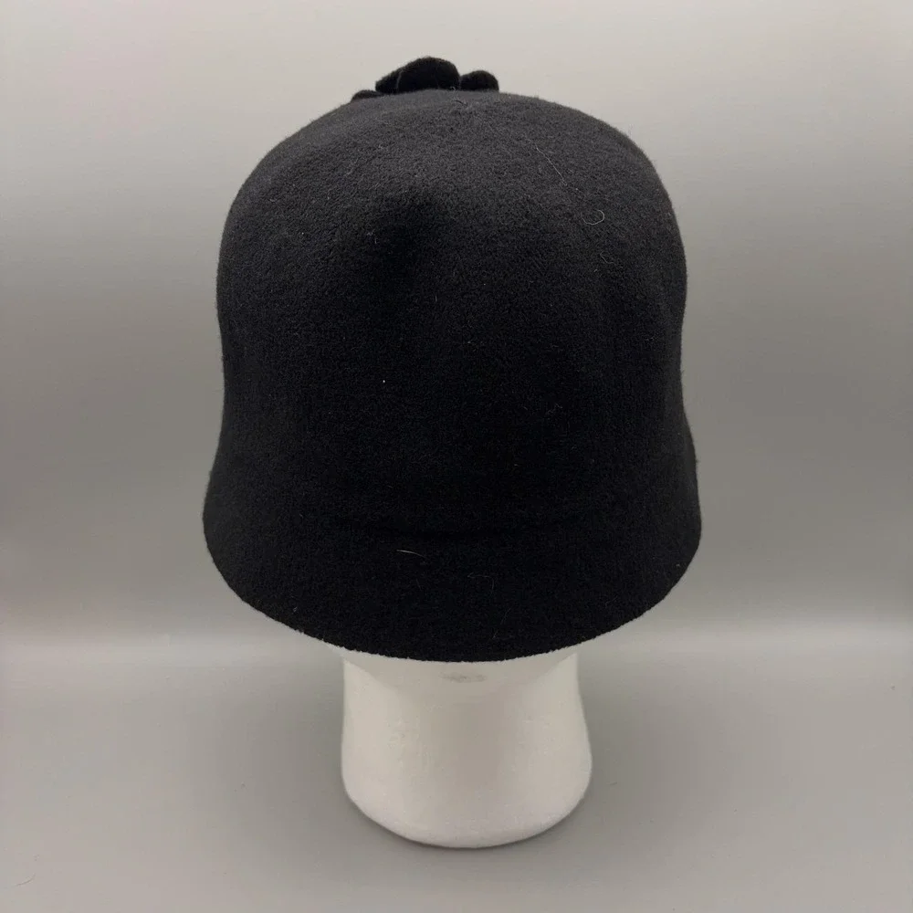 Badgley Mischka Hat Cloche Womens One Size Black Wool Felt Floral 20s Style